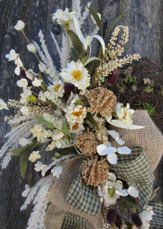 Woodland Meadow Heart Wreath – Rustic Cottage Garden Design