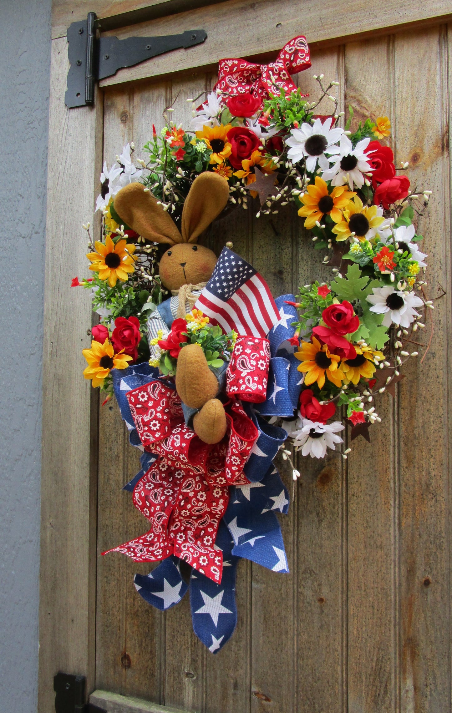 Country Bunny Patriotic Porch Wreath
