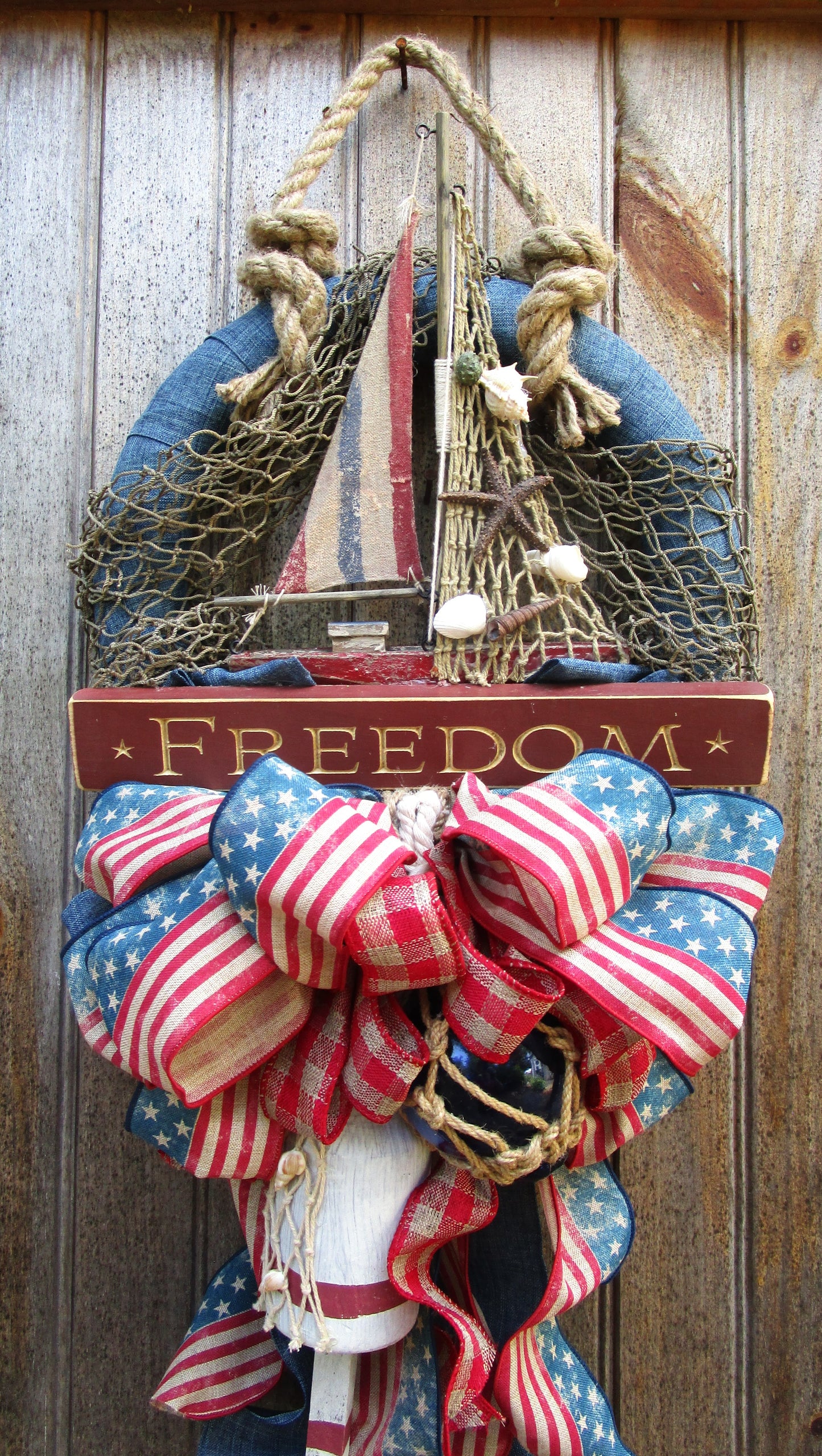 Freedom Patriotic Sailboat Wreath