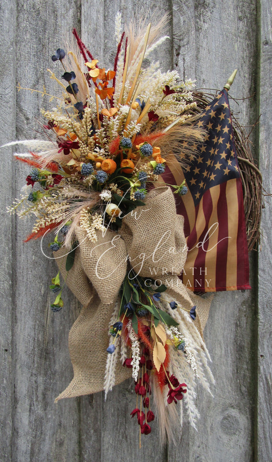 Bristol Patriotic Wreath with Tea Stained Flag