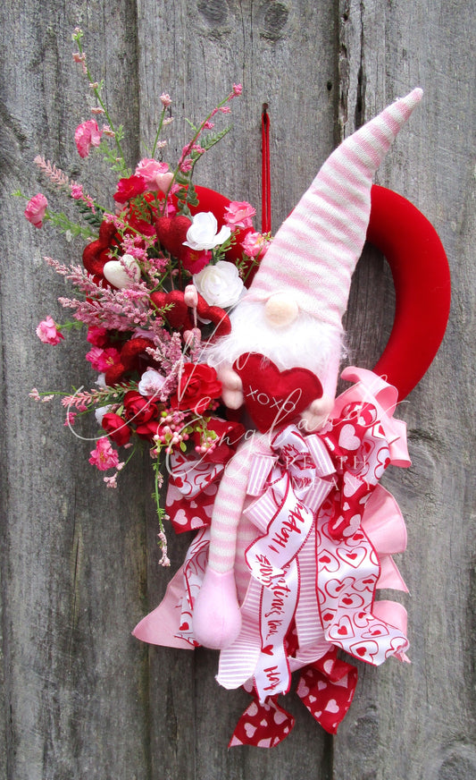 Whimsical Valentine's Day Gnome Wreath