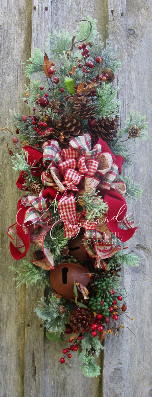 Vermont Woodland Holiday Swag with Sleigh Bells