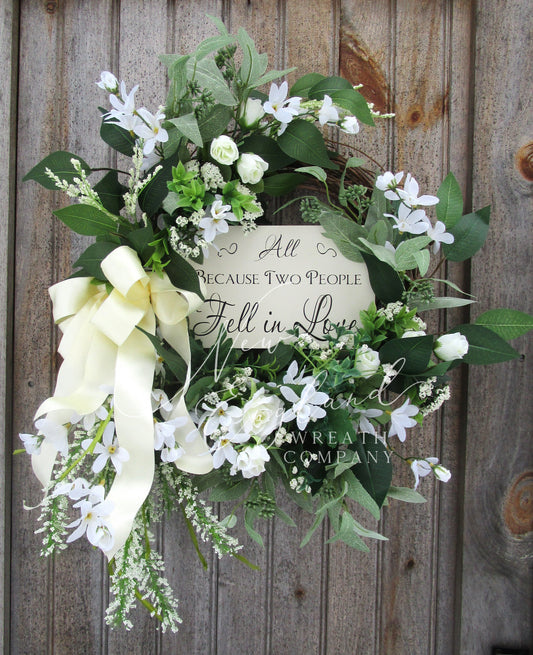 Romantic "Fell in Love" Garden Wreath