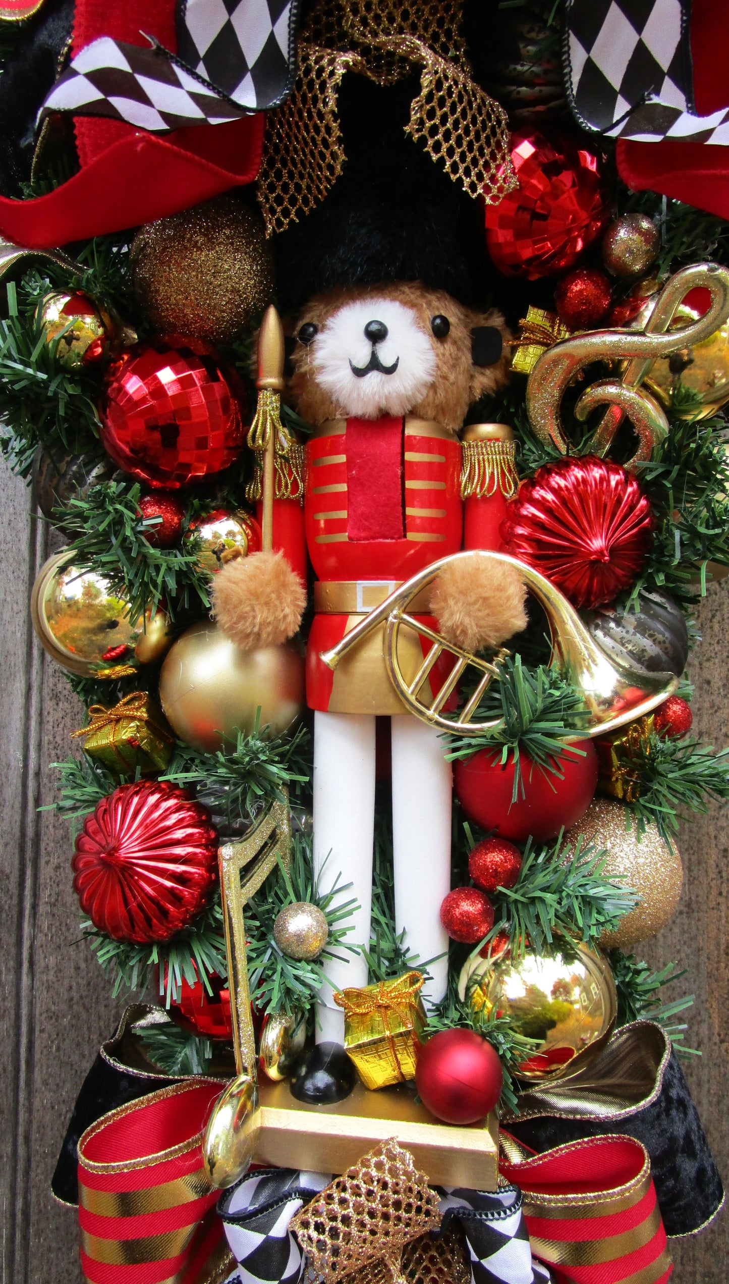 Teddy Bear Holiday Nutcracker Swag