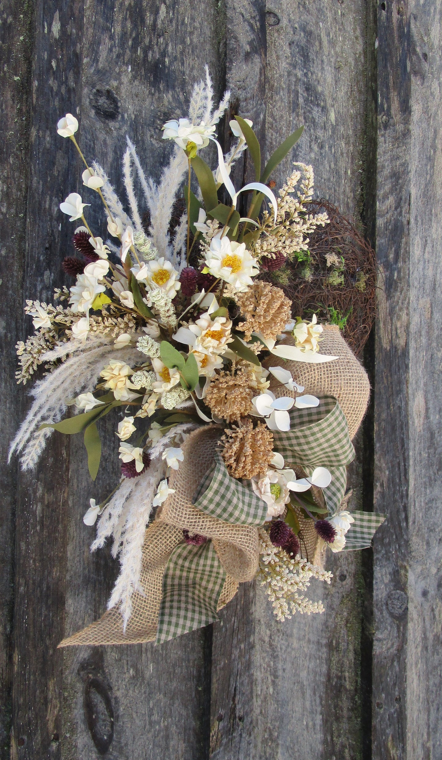 Woodland Meadow Heart Wreath – Rustic Cottage Garden Design