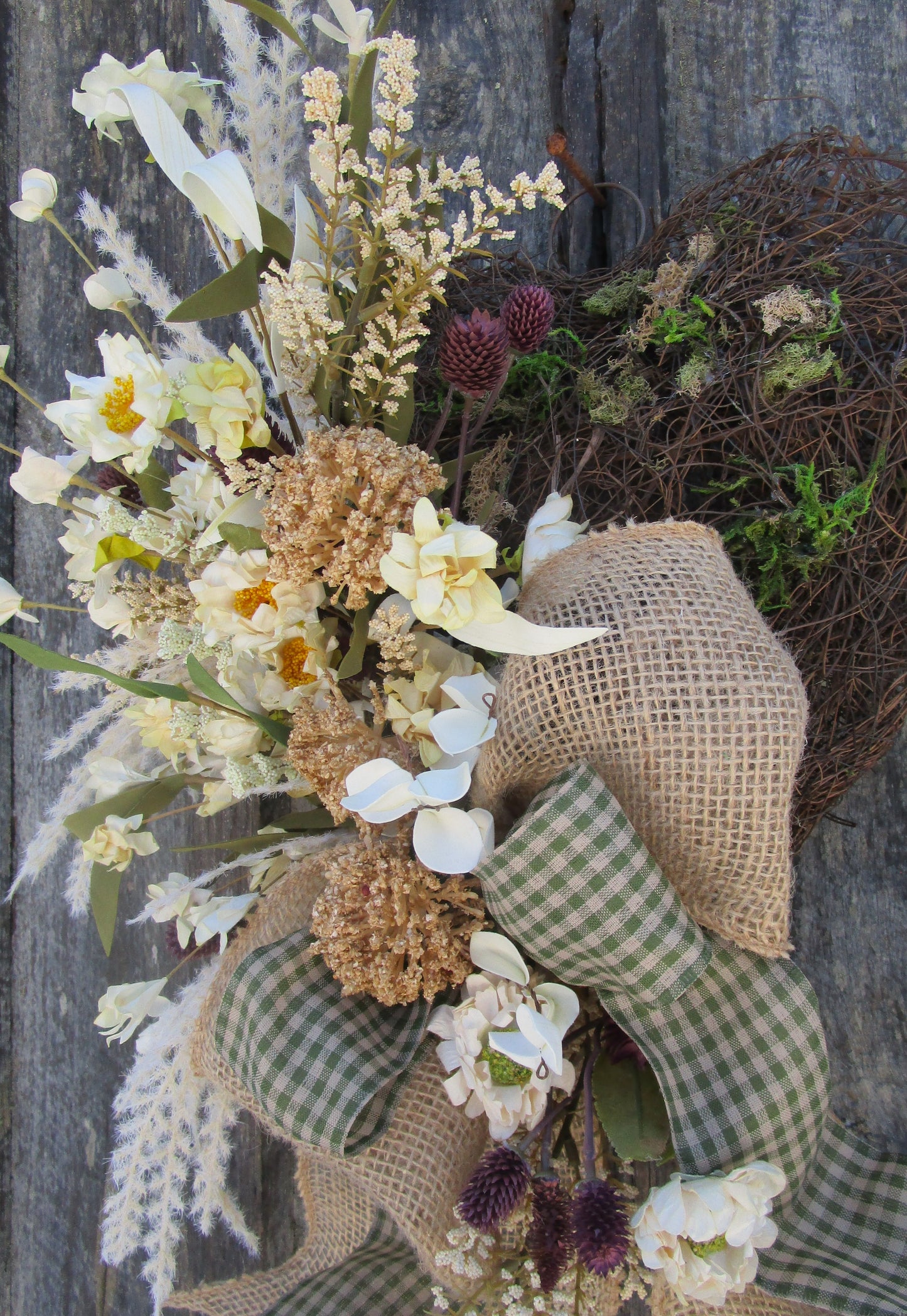 Woodland Meadow Heart Wreath – Rustic Cottage Garden Design