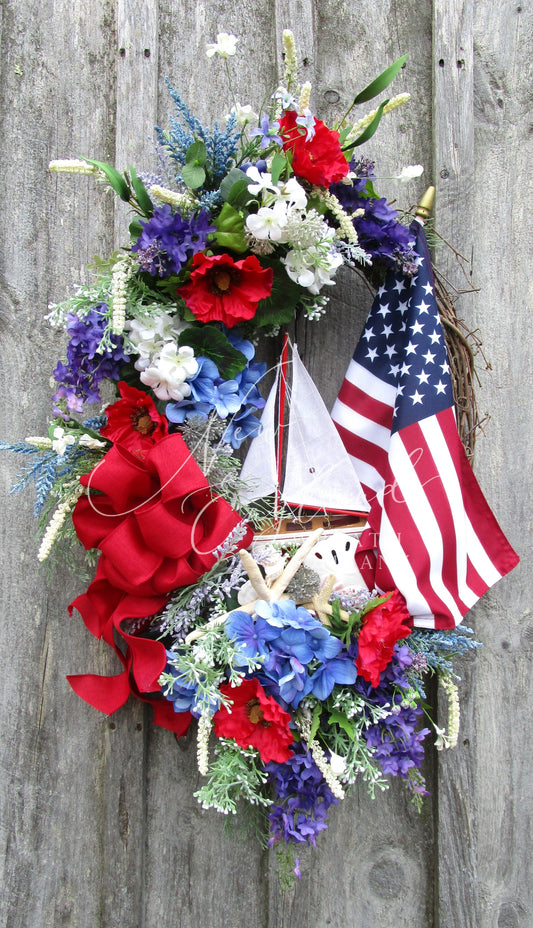 Patriotic Sailboat Wreath