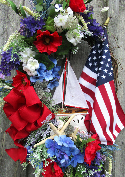 Patriotic Sailboat Wreath