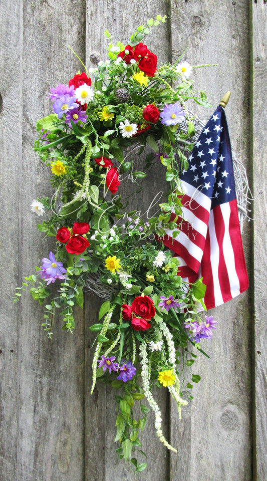 Bridgton Front Porch Flag Wreath