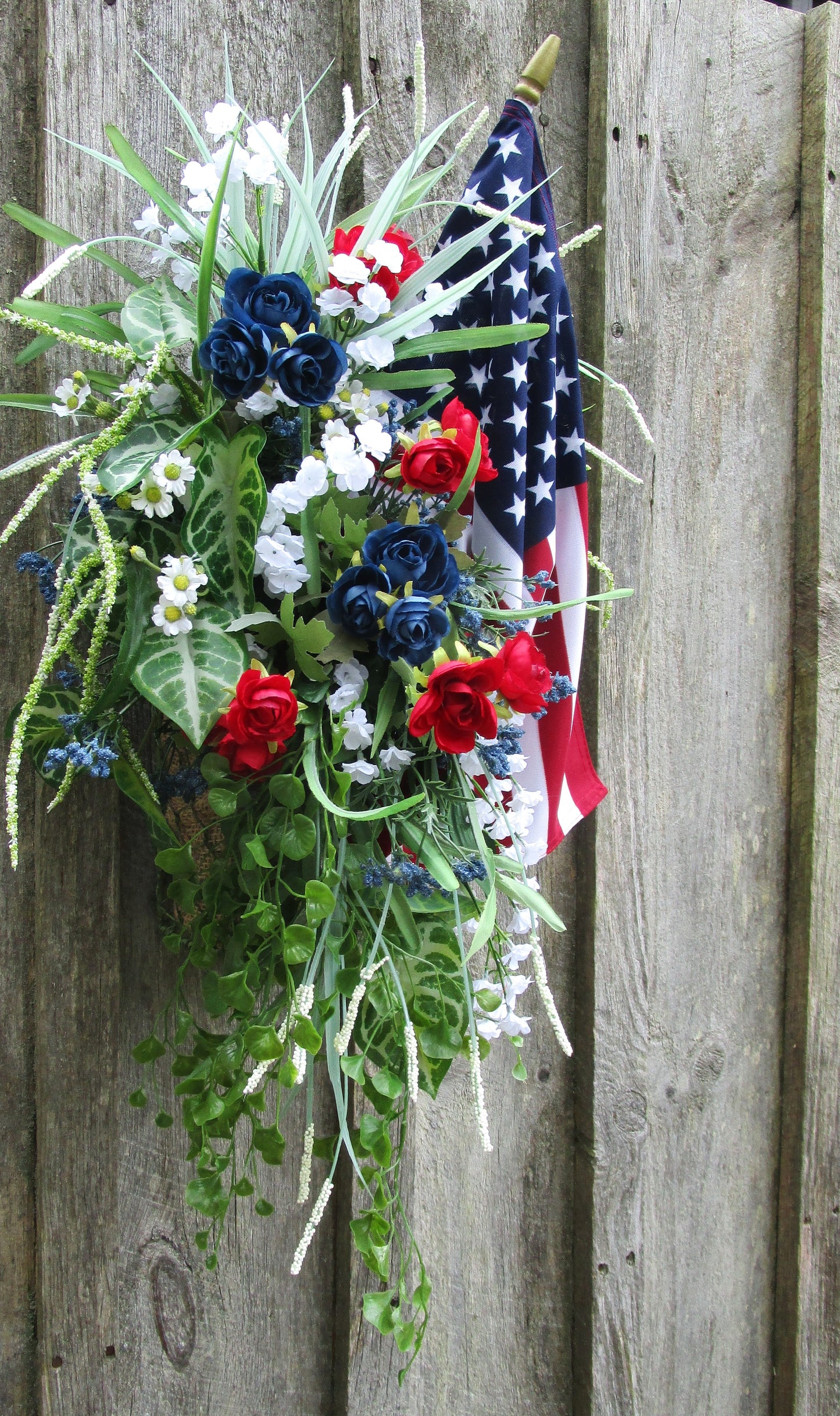 Front Porch Wall Bouquet with American Flag