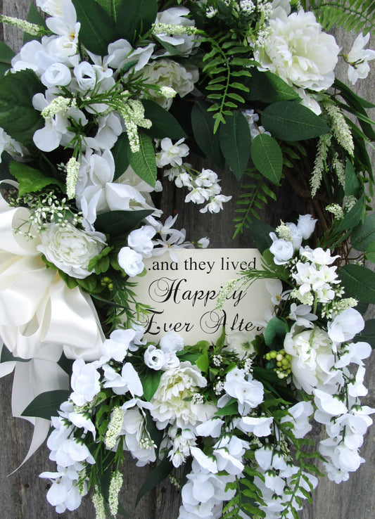 "Happily Ever After" Elegant Floral Wreath
